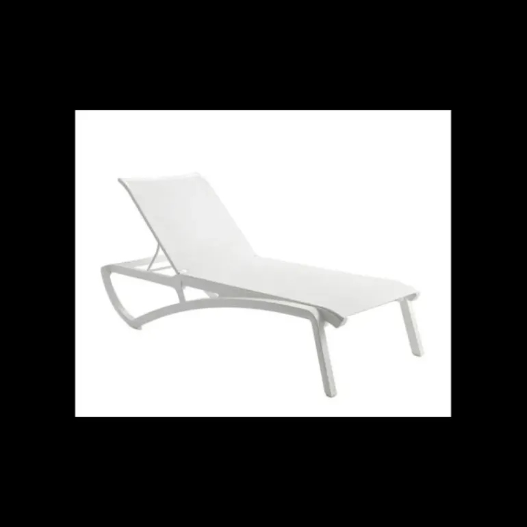Bain de Soleil en Polypropylène Blanc Glacier Toile Blanche Sunset Grosfillex