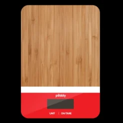 Balance de Cuisine Electronique Bambou Rectangle Rouge 23 x 16 cm Pebbly