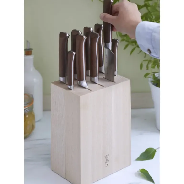 Bloc à Couteaux Hêtre pour 9 Couteaux Opinel