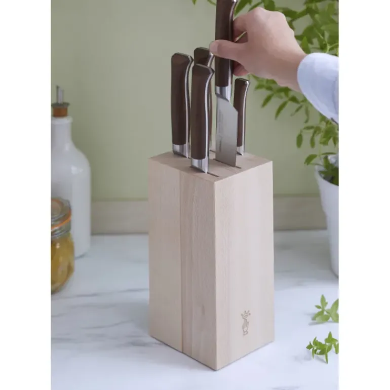 Bloc à Couteaux Hêtre pour 5 Couteaux Opinel