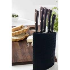 Bloc à Couteaux Tressé + 5 Couteaux Lebrun