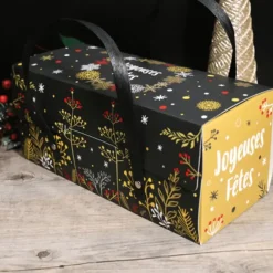 Boîte à Bûche 25 x 11 cm Végétal (x12) Patisdécor