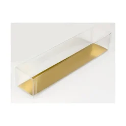 Boîte 9 Macarons Transparente Fond Or 24 cm