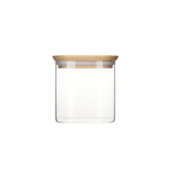 Boîte de Conservation en Verre et Bambou Carré 800 ml Pebbly