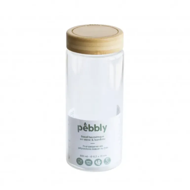 Boîte de Conservation en Verre et Bambou Rond 850 ml Pebbly
