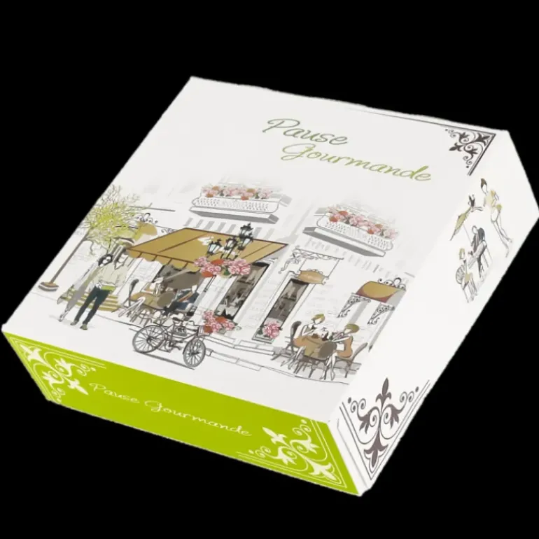 Boîte pâtissière Pause Gourmande - 18 x H 5 cm - (x50)