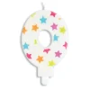 Bougie Chiffre 0 Blanche à Etoiles Multicolores Scrapcooking