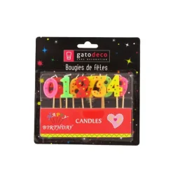 Bougies Chiffres sur Piques Assorties (x10) Gatodéco