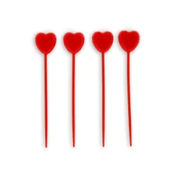 Bougies Coeurs Rouges sur Piques (x4) Gatodéco