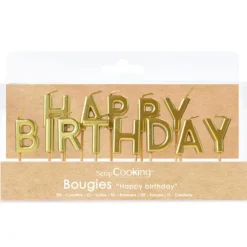 Bougies "Happy Birthday" Dorées Scrapcooking