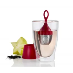 Boule à Thé avec Support Rouge Ø 4 cm x H 12,5 cm AdHoc