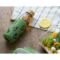 Bouteille en Verre avec Protection Silicone Vert 55 cl Pebbly