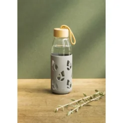 Bouteille en Verre avec Protection Silicone Gris 55 cl Pebbly