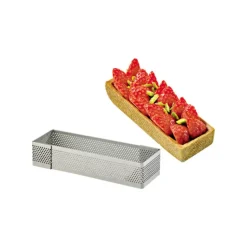 Cadre à Tarte Rectangle Inox Perforé 24x8 cm H.2 cm