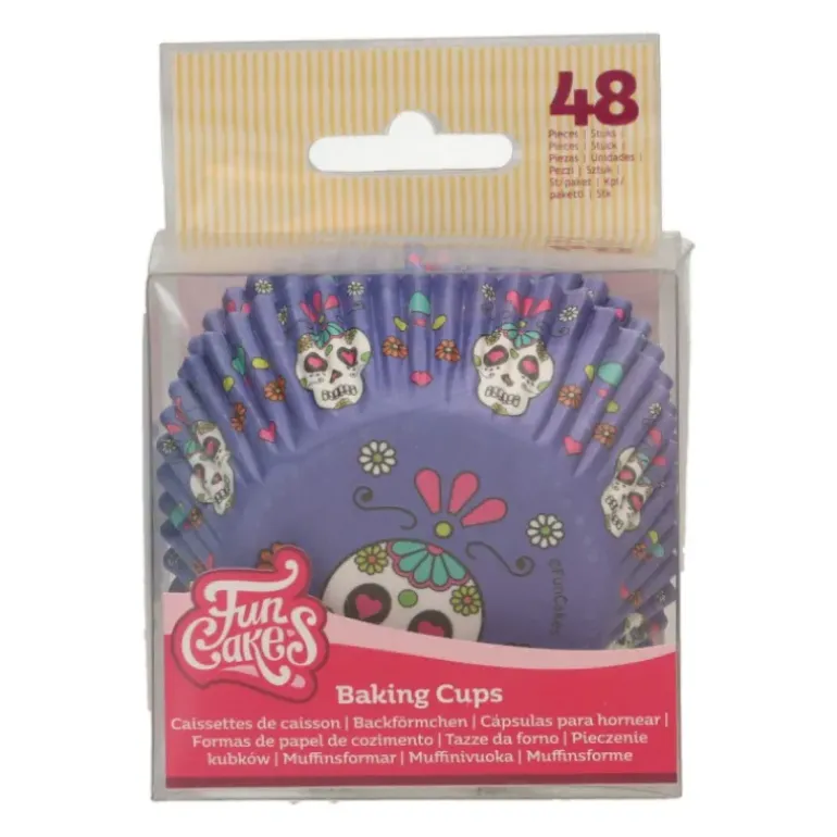 Caissettes Cupcakes Violettes Fête des Morts Funcakes (x48)