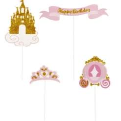 Cake Topper Happy Birthday Princesse (x4) Patisdécor