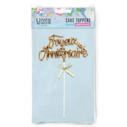 Cake Topper Joyeux Anniversaire Doré Patisdécor