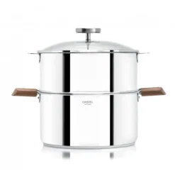 Casserole et Cuit Vapeur Inox Ø 24 cm Anses Noyer Biome Cristel