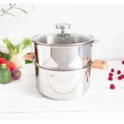 Casserole et Cuit Vapeur Inox Ø 20 cm Anses Hêtre Biome Cristel