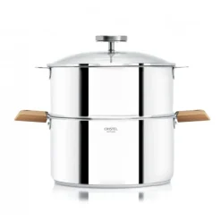 Casserole et Cuit Vapeur Inox Ø 20 cm Anses Hêtre Biome Cristel