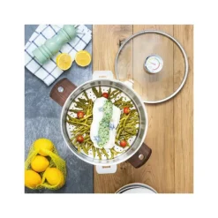 Casserole et Cuit Vapeur Inox Ø 20 cm Anses Hêtre Biome Cristel