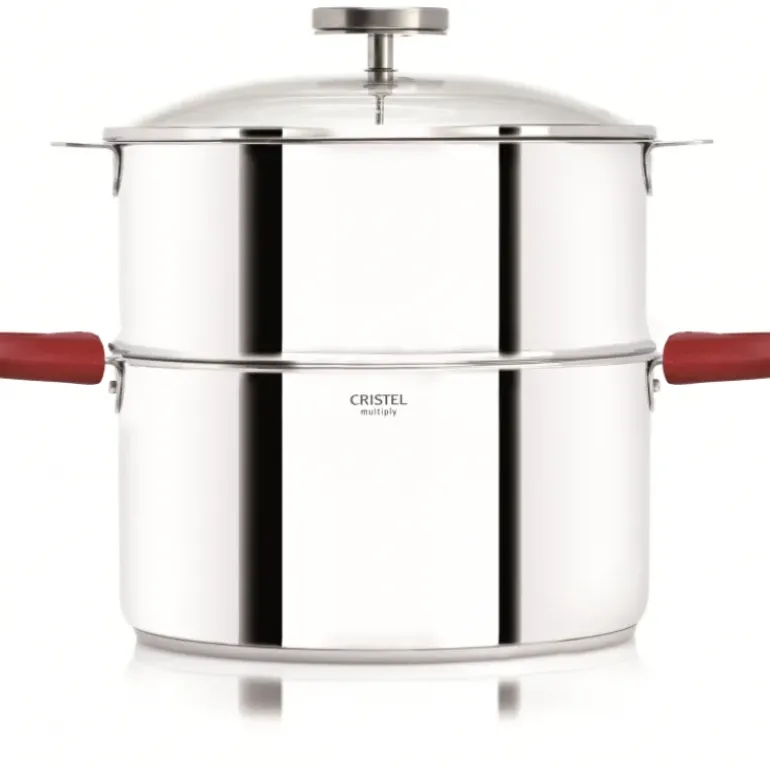 Casserole et Cuit Vapeur Inox Ø 20 cm Anses Mutine Framboise Biome Cristel
