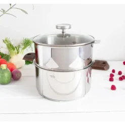 Casserole et Cuit Vapeur Inox Ø 20 cm Anses Noyer Biome Cristel