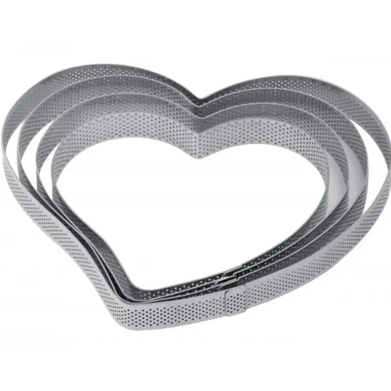 Cercle à Tarte Coeur Inox Micro-perforé 18 x 17 cm x H 2 cm Pavoni