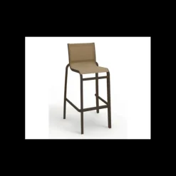 Chaise Haute Bronze et Toile Cognac Sunset Grosfillex