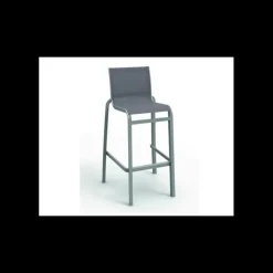 Chaise Haute Gris Platinium et Toile Grise Sunset Grosfillex