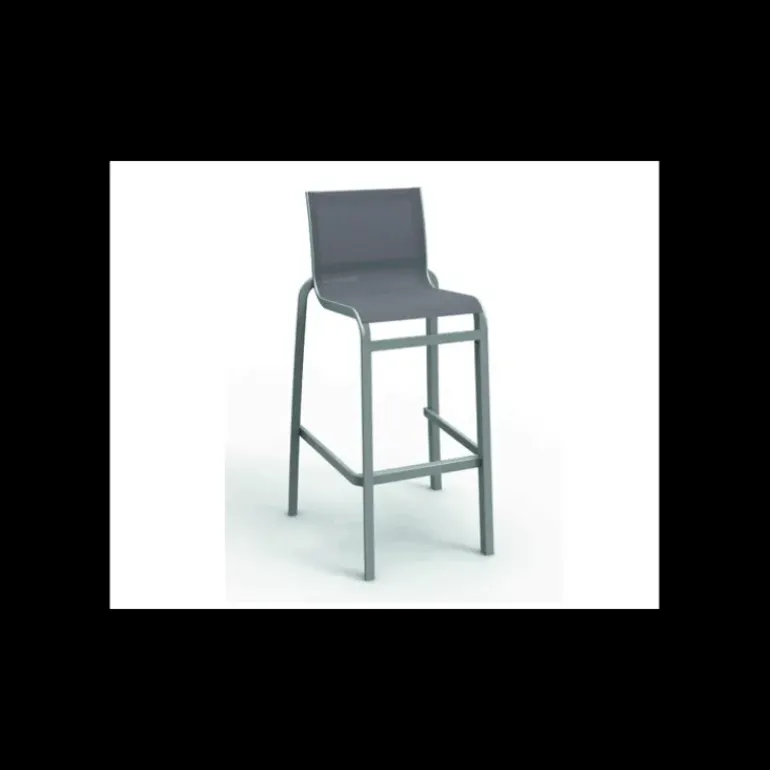 Chaise Haute Gris Platinium et Toile Grise Sunset Grosfillex