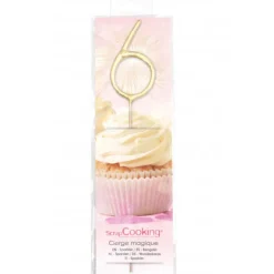 Cierge Magique Or 17,5 cm Chiffre 6 Scrapcooking