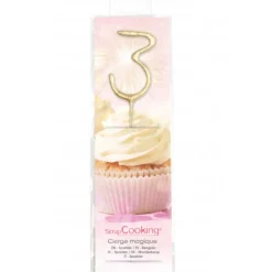 Cierge Magique Or 17,5 cm Chiffre 3 Scrapcooking