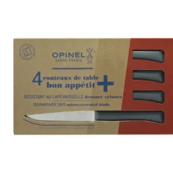 Coffret 4 Couteaux de Table Anthracite Microdenté Bon Appétit + Opinel