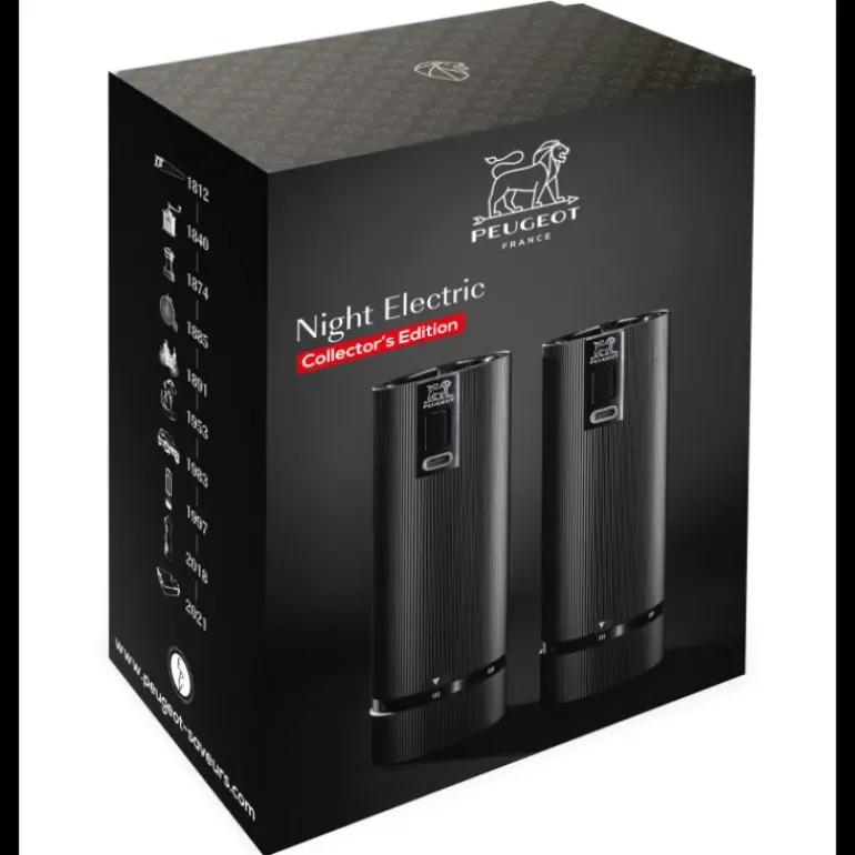 Coffret 2 Moulins Electriques Sel & Poivre Noir Mat 15 cm Peugeot