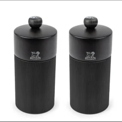 Coffret 2 Moulins Manuels Sel & Poivre Noir Mat 12 cm + Entonnoir Peugeot
