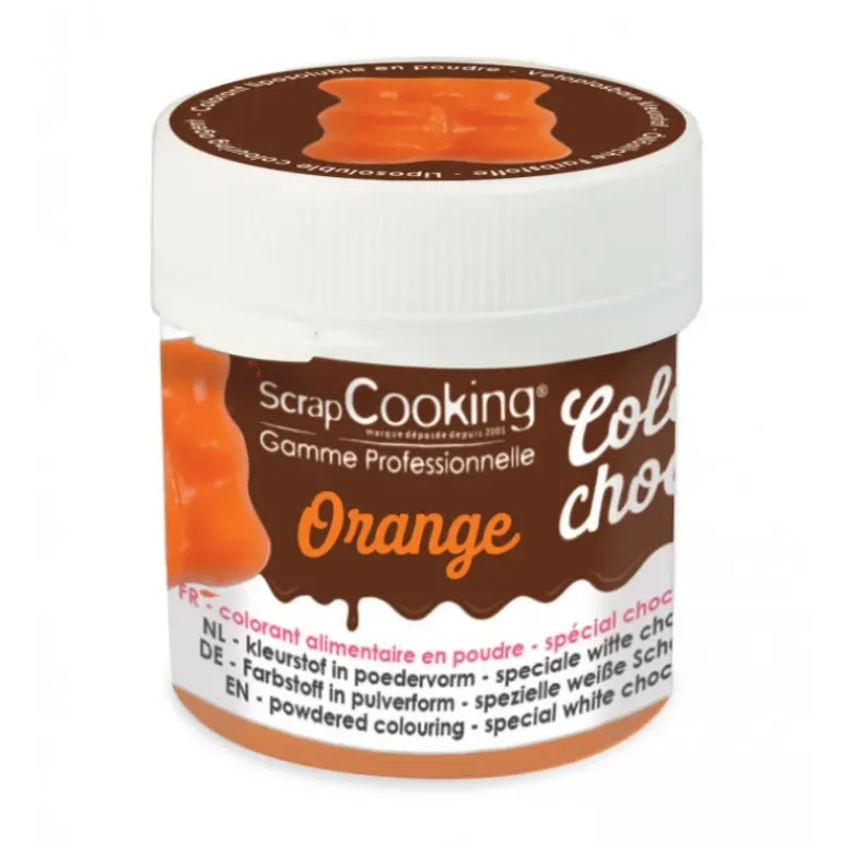 Colorant Alimentaire en Poudre Liposoluble Orange 5g Color'Choco Scrapcooking