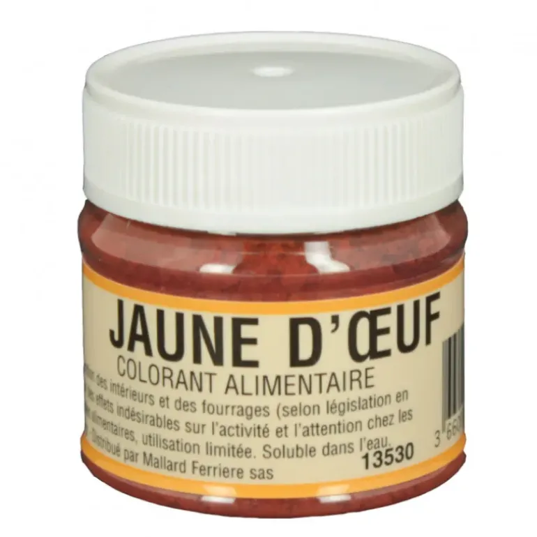 Colorant alimentaire Jaune d'Oeuf E102/E129 Poudre Hydrosoluble 20g