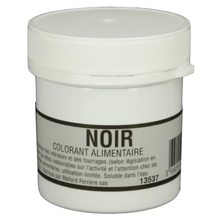Colorant alimentaire Noir Charbon E153 Poudre Hydrosoluble 15g