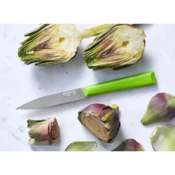 Couteau d'Office 10 cm Cranté Vert Les Essentiels + Opinel