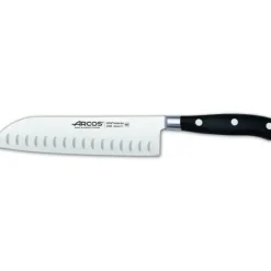 Couteau Santoku alvéolé en inox 18 cm Arcos RIVIERA noir