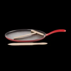 Crêpière Fonte Émaillée 27 cm Cerise avec Accessoires Le Creuset