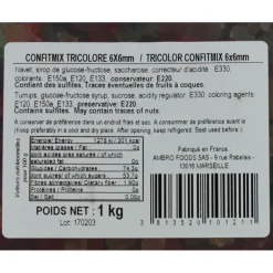 Cubes de Fruits Confits tricolores 1kg