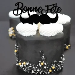 Décor Bonne Fête Moustache sur Pic (x2) Patisdécor