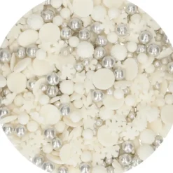 Décoration en Sucre Mélange Hiver Blanc et Argenté 50 g Funcakes