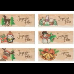 Décors Azyme Rectangle Joyeuses Fêtes 8,5 x 3,3 cm (x24)