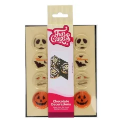 Décors Chocolat Blanc 4 Motifs Halloween Funcakes (x12)