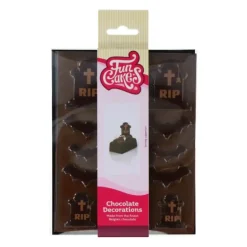 Décors Chocolat Noir Cimetière Halloween Funcakes (x12)