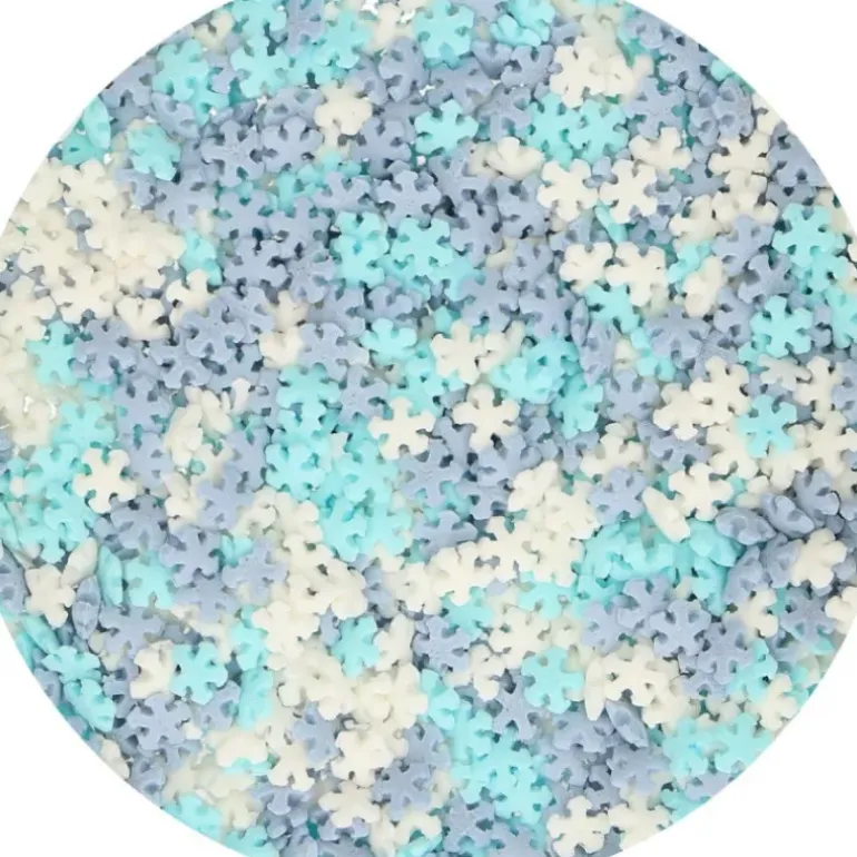 Décors en Sucre Mini Flocons Bleu et Blanc 50 g Funcakes