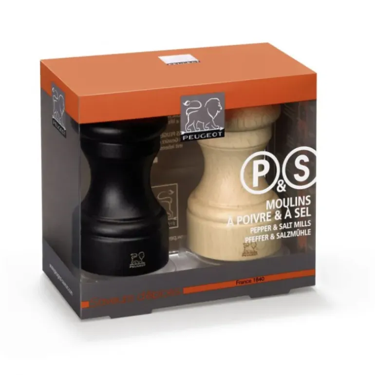 Duo Moulin à Poivre et à Sel Bistro 10 cm Chocolat et Naturel Peugeot